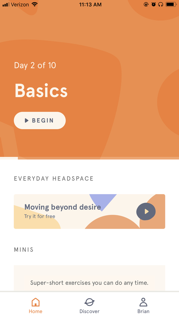 Headspace facilita la meditación dividiéndola en sesiones pequeñas y útiles.
