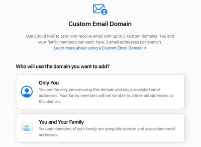 dominio de correo electrónico personalizado icloud