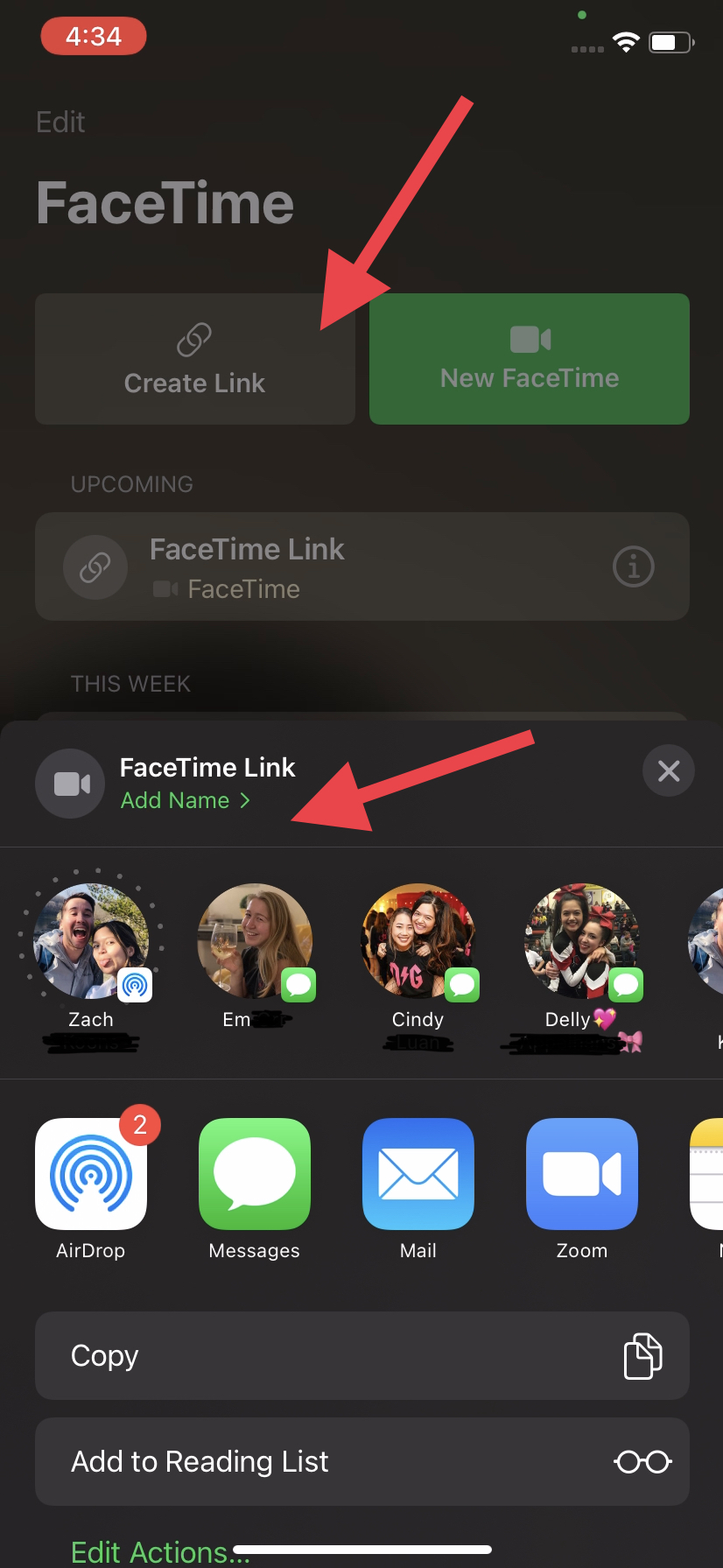 Puede crear y nombrar enlaces de FaceTime en la aplicación FaceTime.