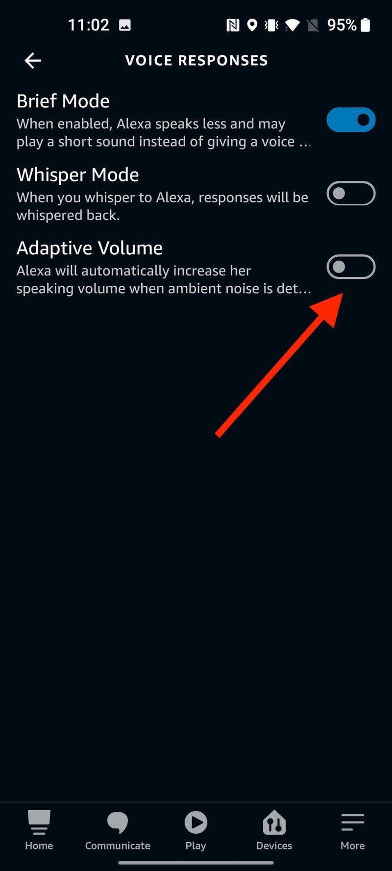 Cómo habilitar el volumen adaptable de Alexa 4