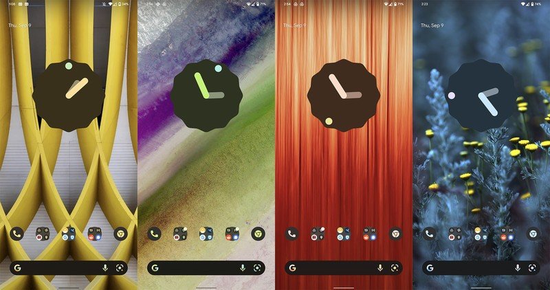 Colores del reloj de la pantalla de inicio de Android 12 Beta 5