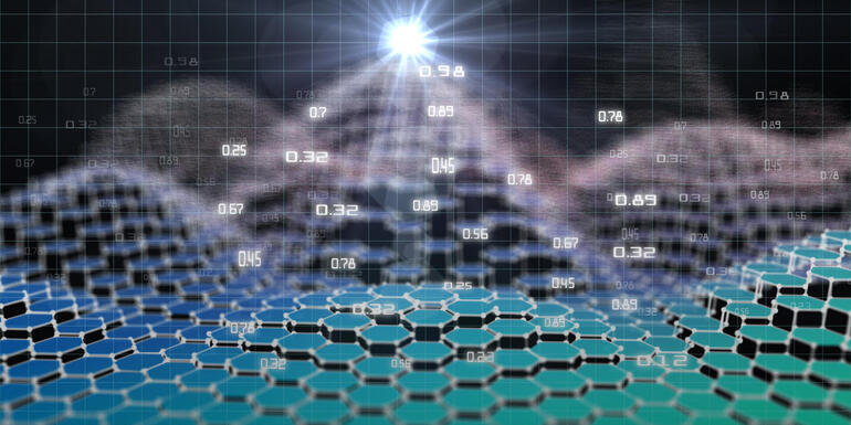Fondo futurista abstracto con estructura de datos poligonal hexagonal y efecto de lente.  Big data.  Criptografía virtual cuántica.  Visualización empresarial de inteligencia artificial.  Blockchain.