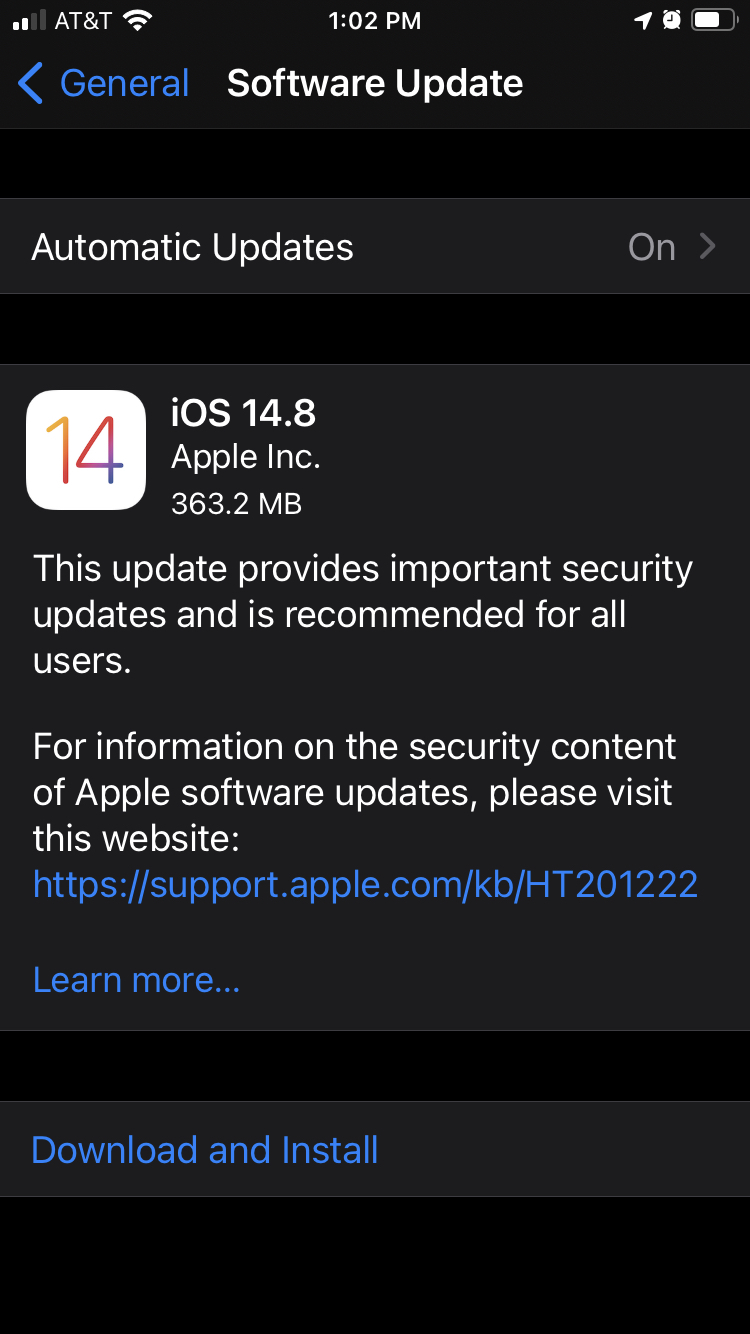 La última actualización de seguridad para iOS.