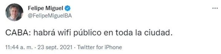 Anuncio de Felipe Miguel en Twitter.