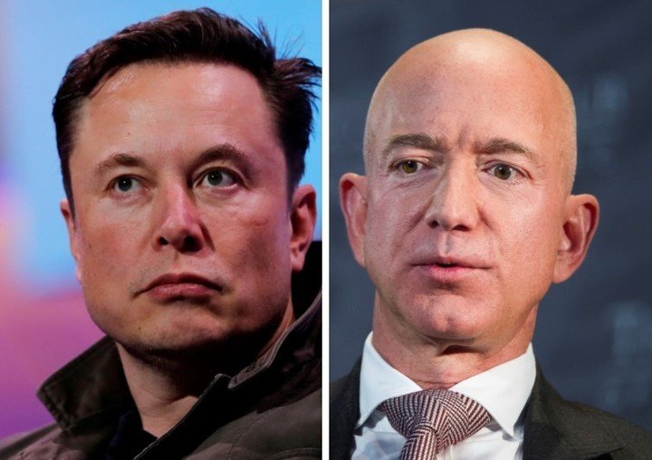 Elon Musk y Jeff Bezos, dos magnates en competencia.