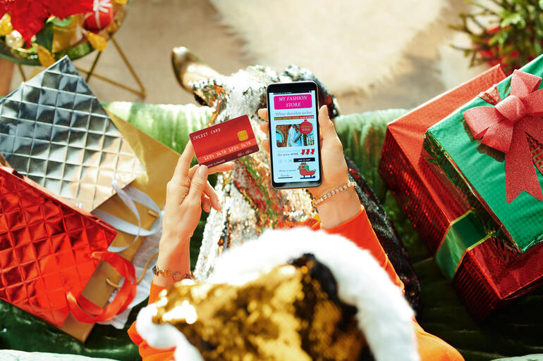 compras en línea durante la Navidad