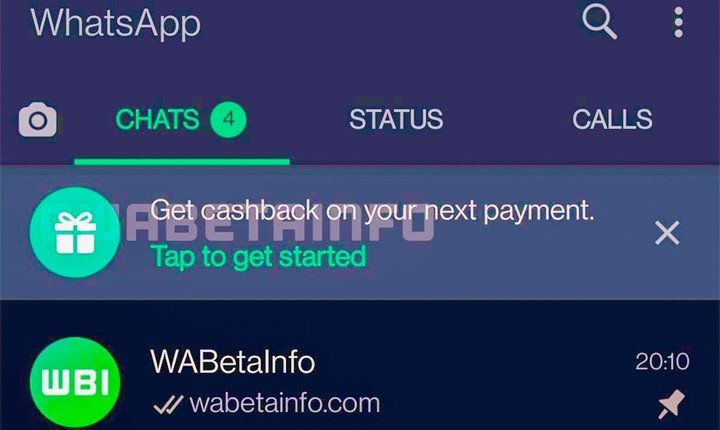 La captura de pantalla muestra que puede recibir un reembolso de dinero por usar WhatsApp Pay,