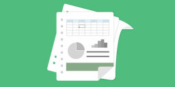 Un gráfico de una pila de documentos de datos sobre un fondo verde.
