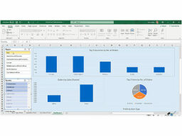 una captura de pantalla de una hoja de cálculo de Excel con gráficos de barras y un gráfico circular