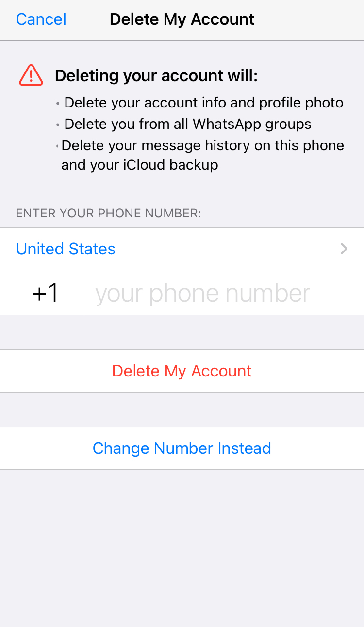 Ingresar su número de teléfono es el paso final para eliminar WhatsApp