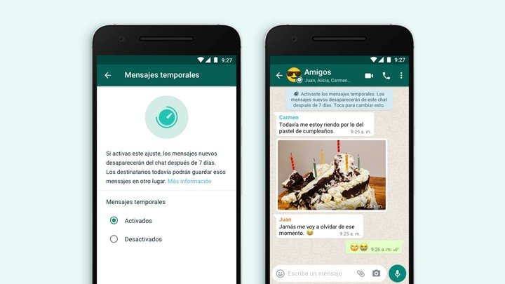 Los mensajes temporales de WhatsApp pronto recibirían una mejora.  Foto: WhatsApp.
