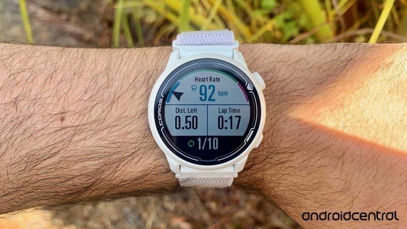 An interval workout on the Coros Pace 2