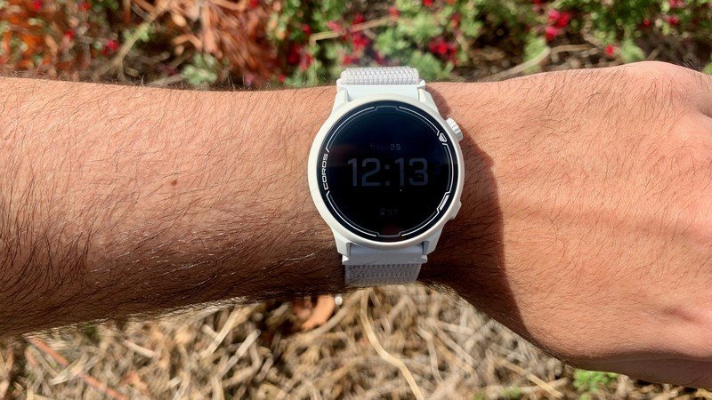 The Coros Pace 2 display looks slightly muted in direct sunlight, but is still visible