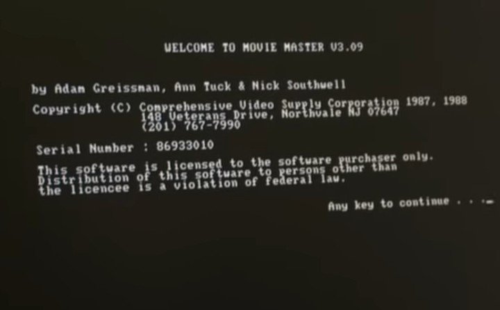 Movie Master, el programa de guion de 1987.  Captura de fotos de YouTube