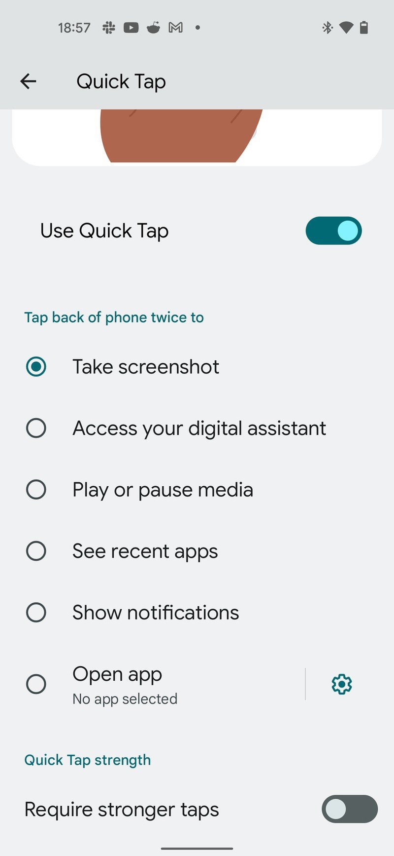 Toque rápido de Android 12 Pixel