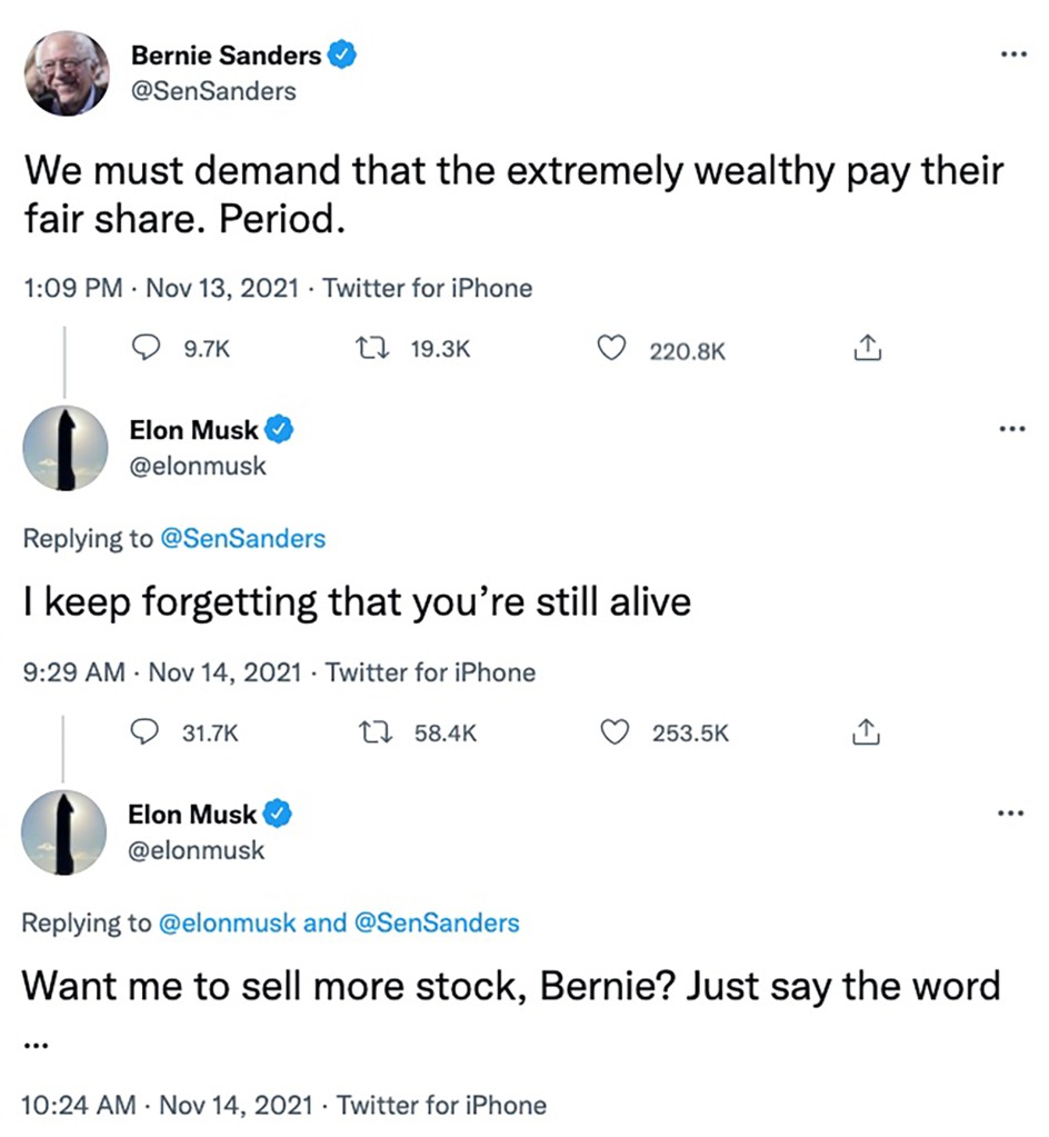 Este intercambio de Twitter no fue la primera vez que Bernie Sanders y Elon Musk intercambiaron golpes.