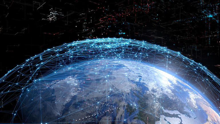 Concepto de red de comunicación global.