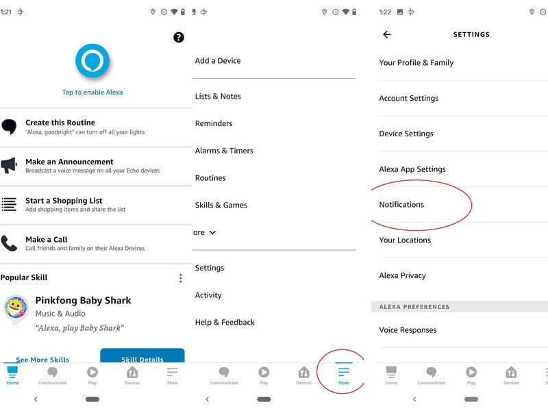 Pasos para las notificaciones de la aplicación Alexa