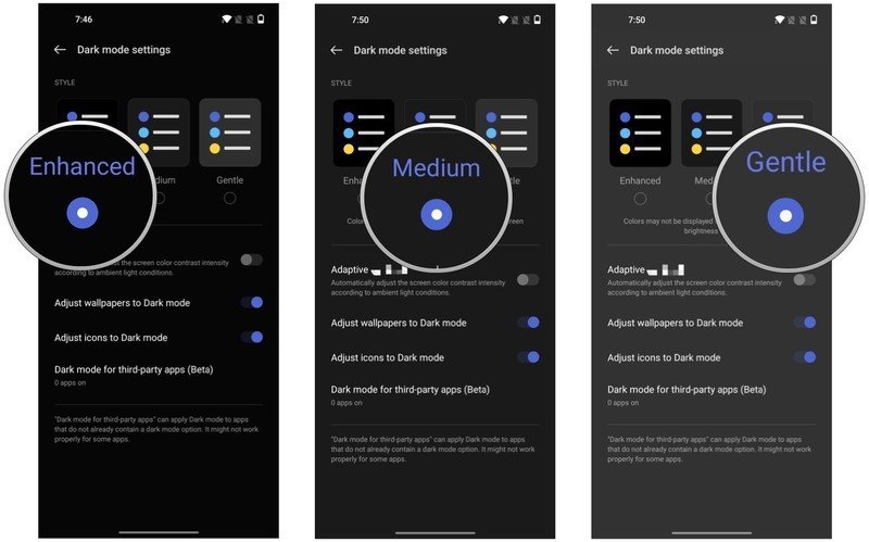 Cómo personalizar el modo oscuro en OxygenOS 12