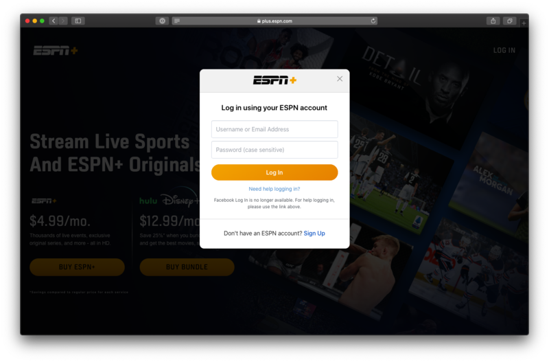 Iniciar sesión en ESPN Plus