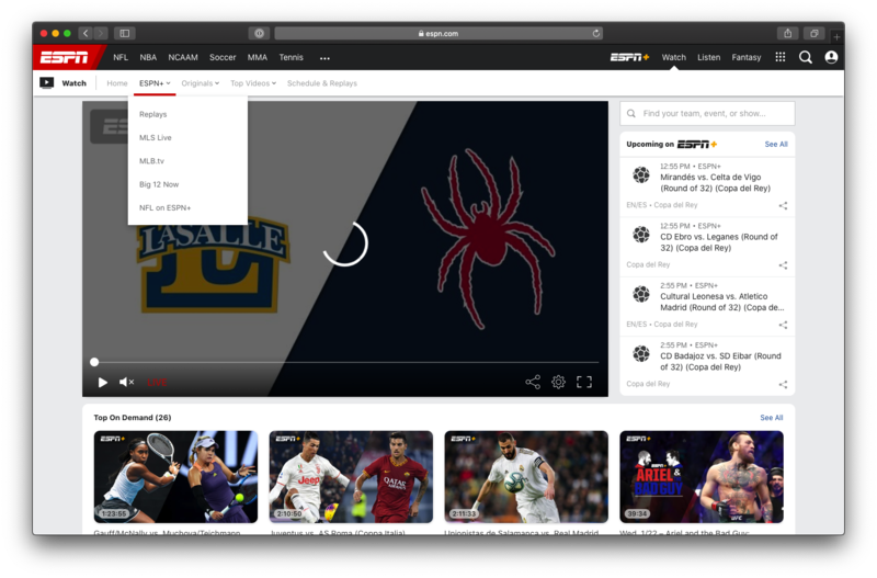 ESPN Plus Content Web