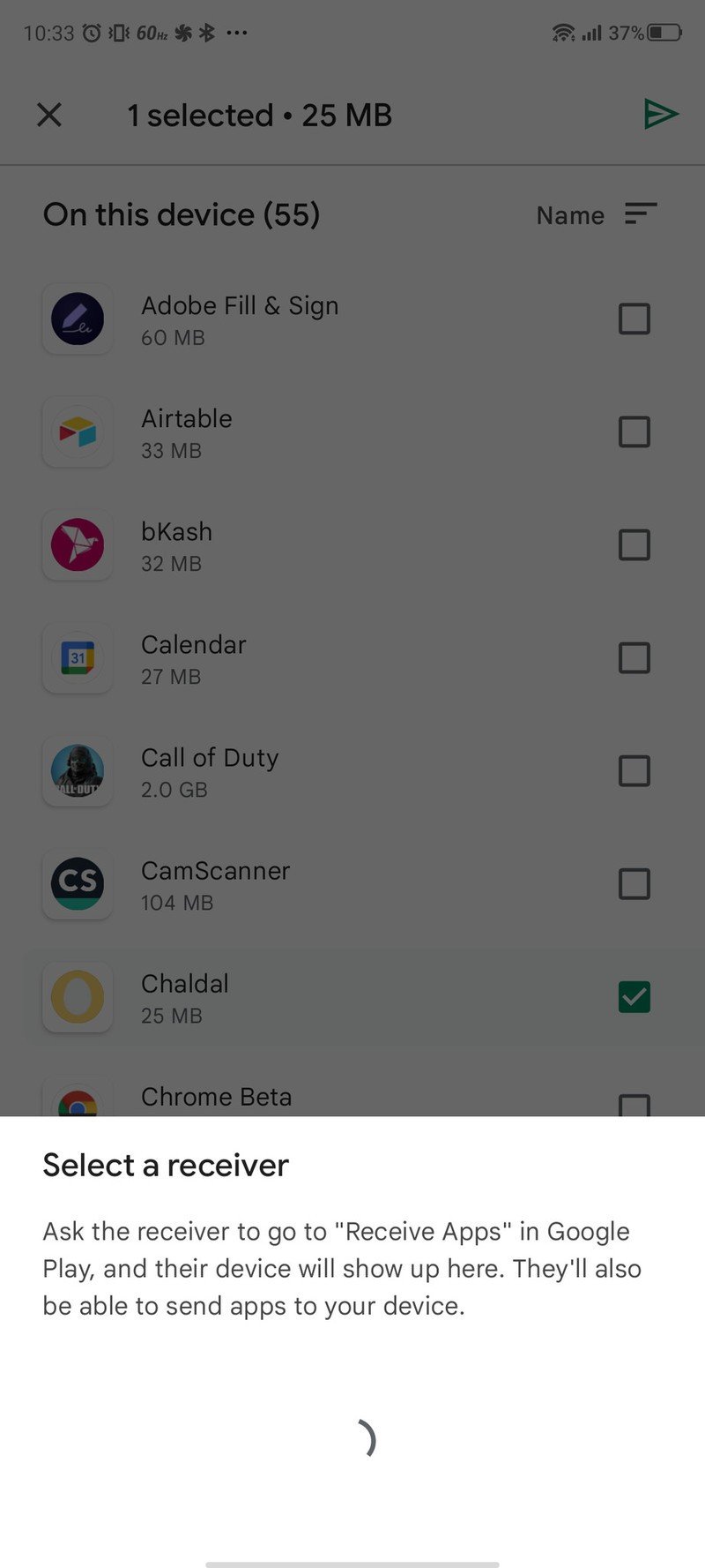 Cercano Compartir Enviar aplicaciones de Android