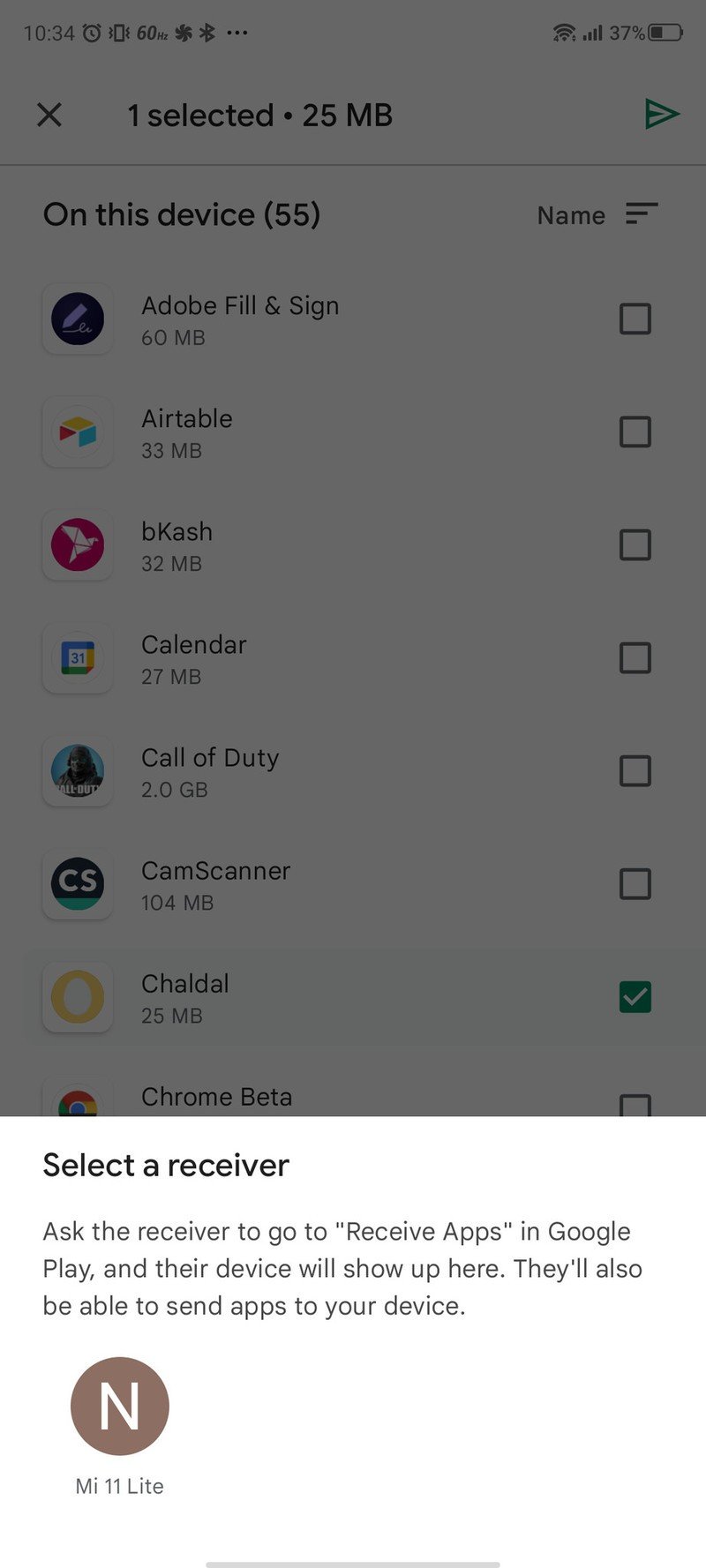 Cercano Compartir Enviar aplicaciones de Android