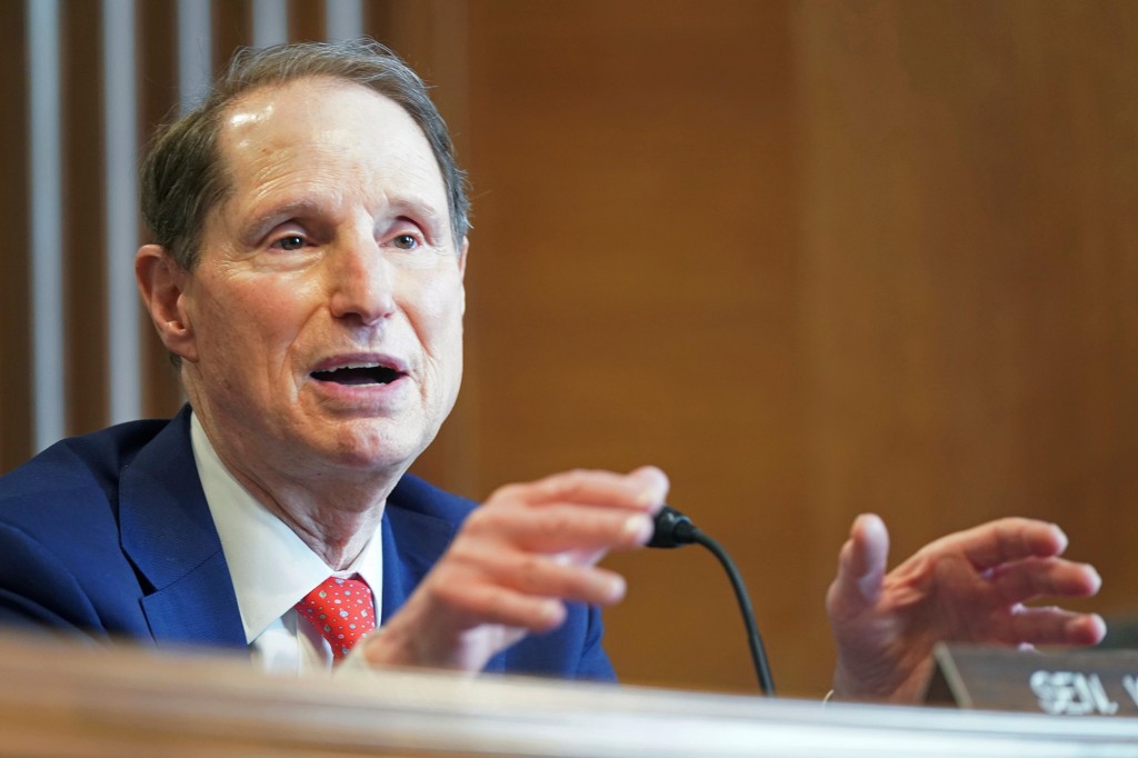 El Senador Ron Wyden, D-Ore., habla durante una audiencia del Comité Senatorial de Energía y Recursos Naturales sobre la nominación de la Representante Debra Haaland.