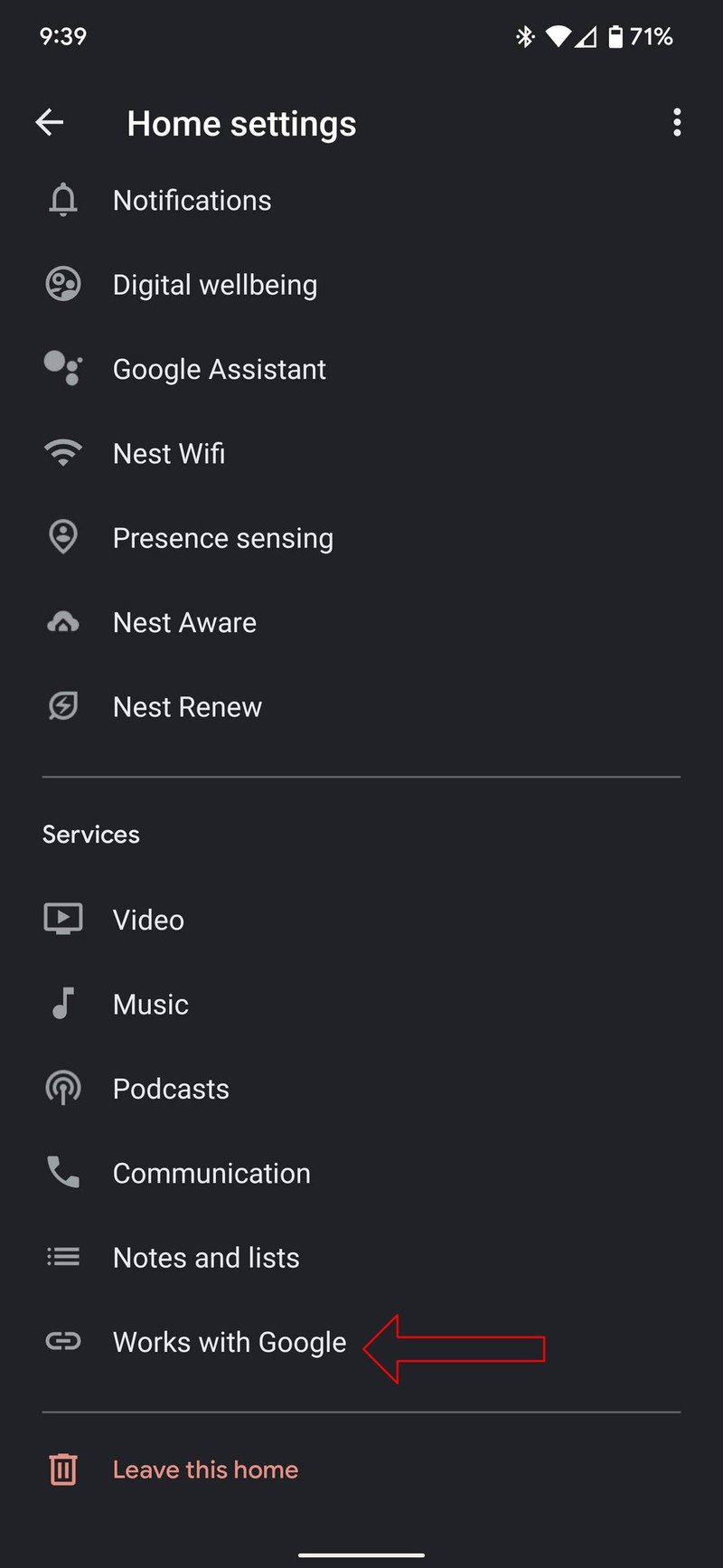 Captura de pantalla de eliminación de dispositivo de Google Home