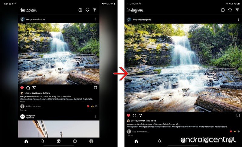 Samsung Galaxy Z Fold 3 App Scaling Instagram Screenshots