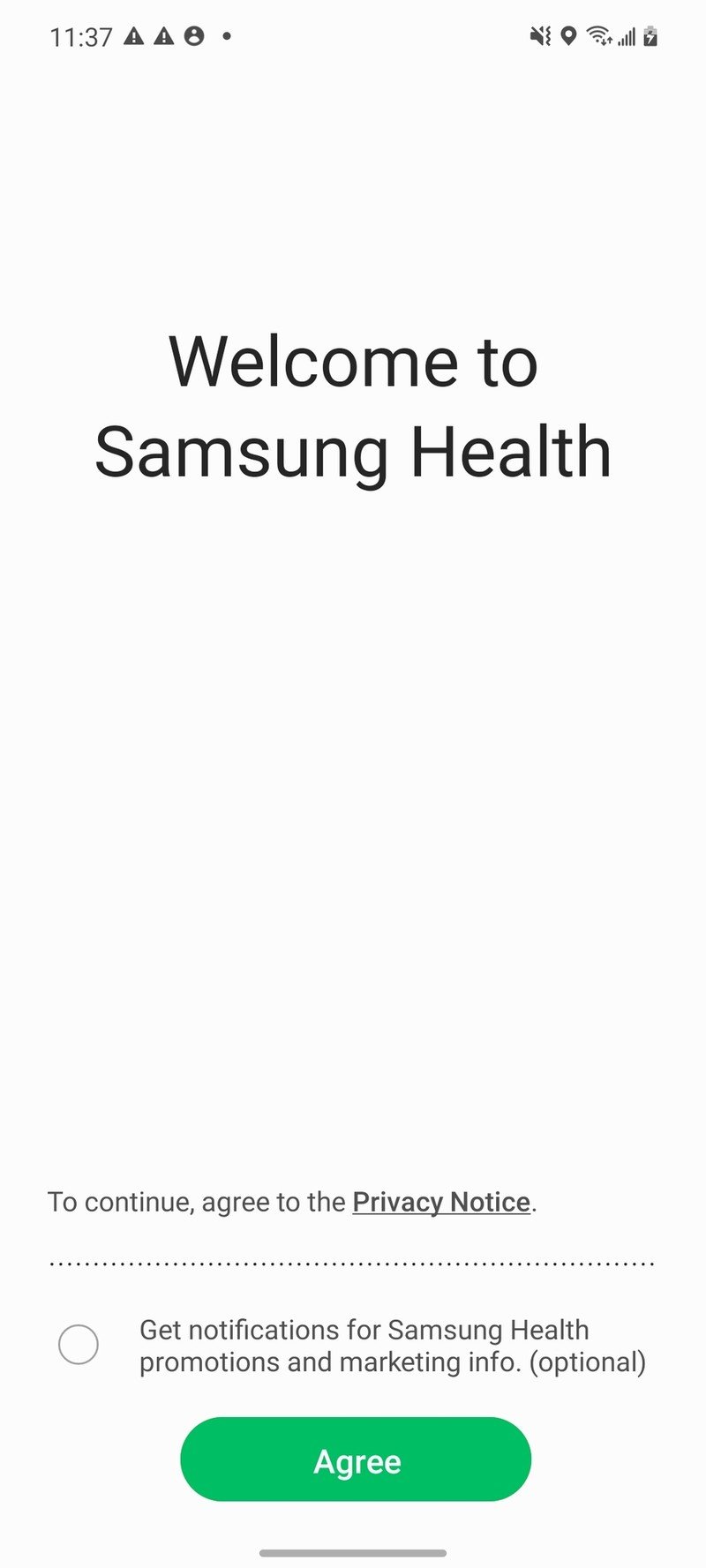 Captura de pantalla de configuración de salud de Samsung 2022