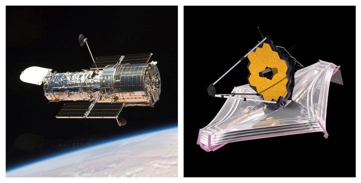 La diferencia entre Hubble y James Webb Space.  foto de la NASA: