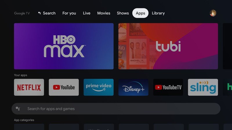 Aplicaciones de Google TV para el hogar