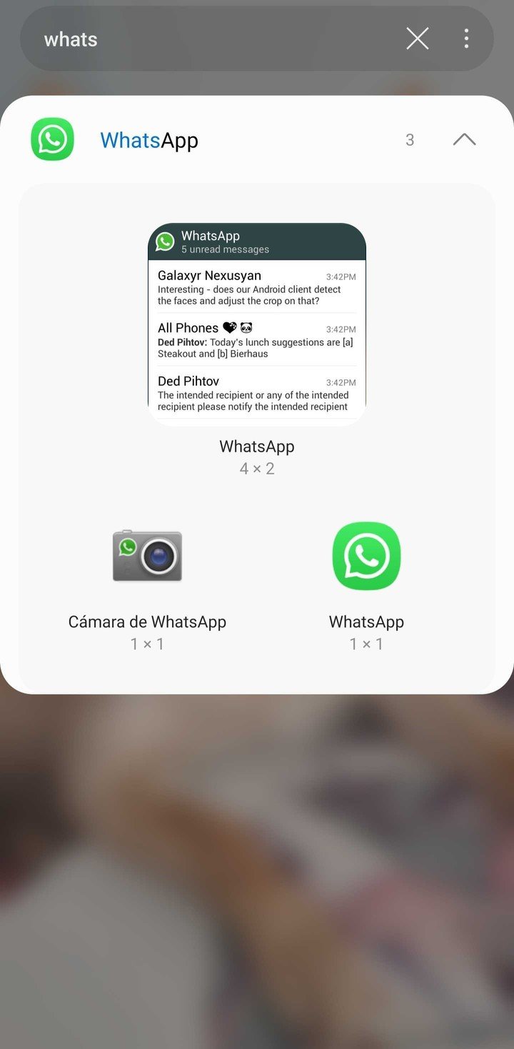 Widget de cámara oculta de WhatsApp.