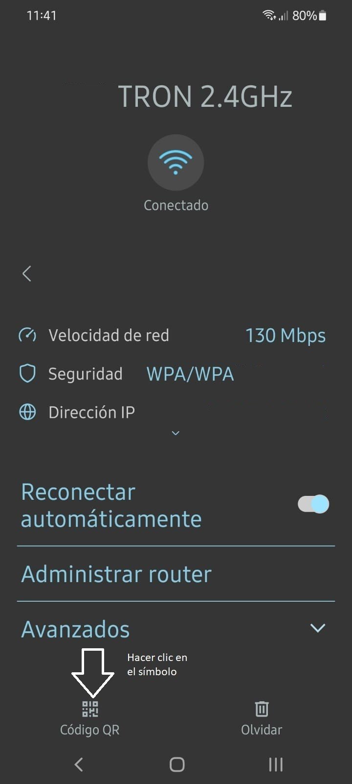 Cómo acceder al código QR del teléfono.