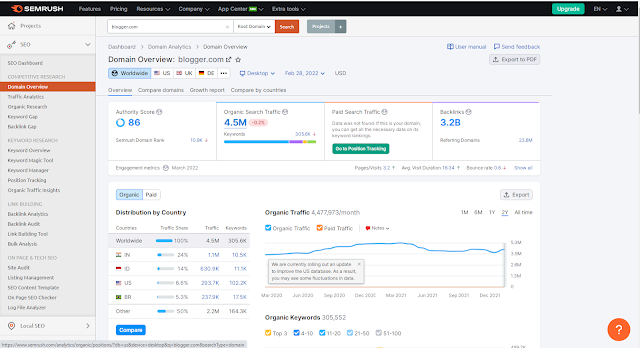 semrush domain overview