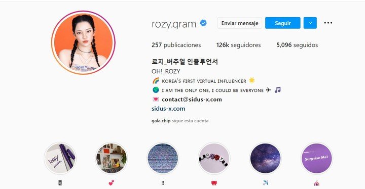 Perfil de Rozy en la red social Instagram.