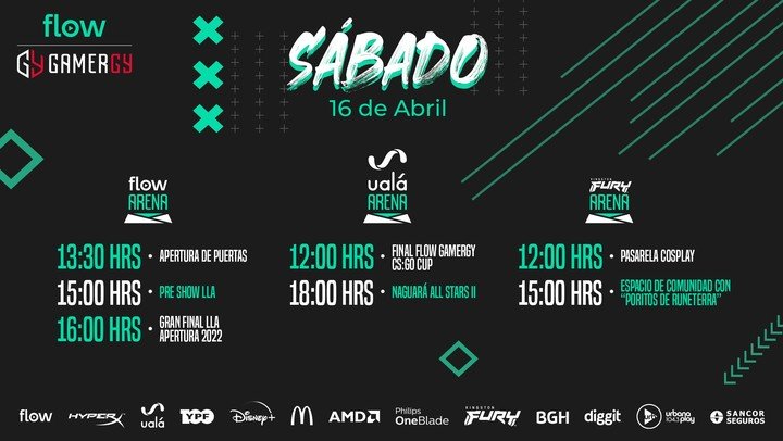 Hora a hora, la agenda del sábado para Flow Gamergy.