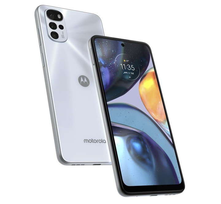 Moto G22 se vende en cuatro colores: blanco perla, verde menta, azul iceberg y blanco cósmico.