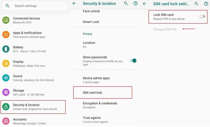 Paso a paso, en la configuración del teléfono: poner una clave en la SIM