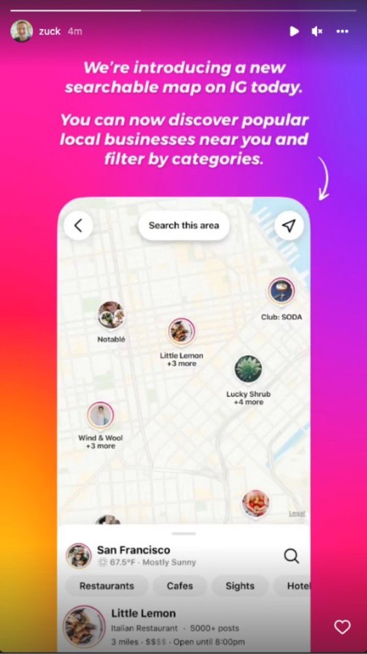 La función Mapas de Instagram ahora facilita el descubrimiento de negocios locales.