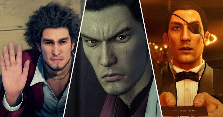 Los protagonistas de la serie Yakuza: Kazuma Kiryu, Ichiban Kasuga y Goro Majima.