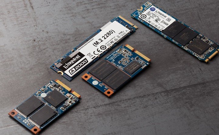 Unidades de estado sólido en formato SATA y NVMe.  Foto Kingston