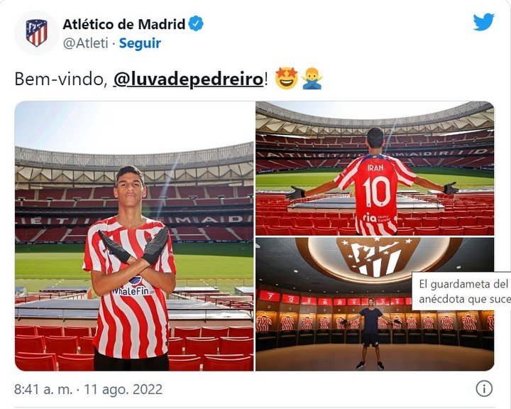 Iran Ferreira, conocido como Luva de Pedreiro, durante su visita al estadio del Atlético de Madrid.  Foto: @atleti.