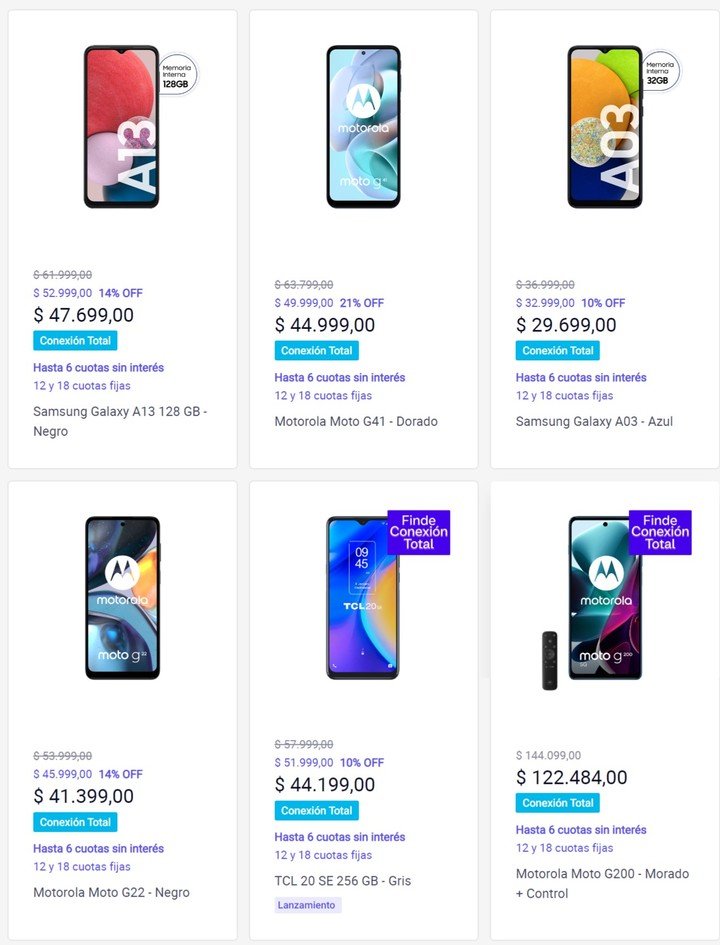 El catálogo de celulares en Ofertas Personales para el Día de la Madre.