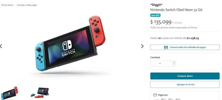 Interruptor OLED de Nintendo.  Foto: Banco Nacional.