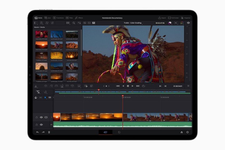 El chip M2 permite que el iPad Pro maneje la edición de video, como DaVinci Resolve, con facilidad.  (Foto: manzana)