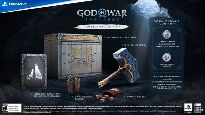 God of War Ragnarok tiene una edición de coleccionista que incluye una réplica del martillo de Thor.  Sale 200 dolares.  Foto: PlayStation.