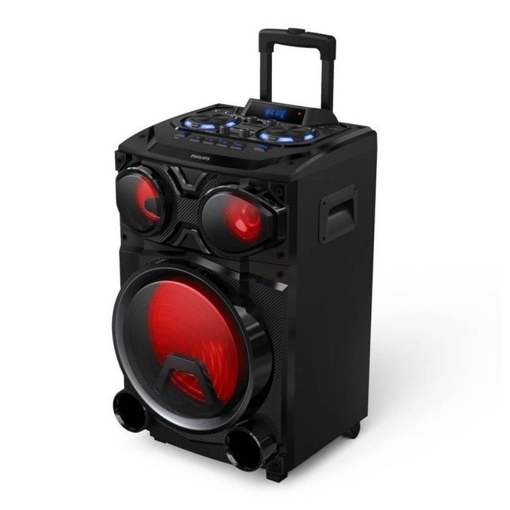 Philips TAX3305.  Tiene funciones de karaoke, iluminación rítmica y buen sonido con graves potentes.  $71,999.