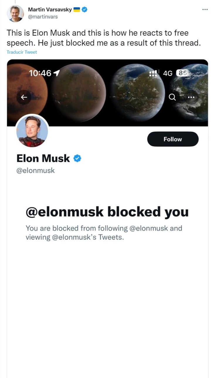 Elon Musk bloqueó al empresario argentino Martin Varsavsky en Twitter.